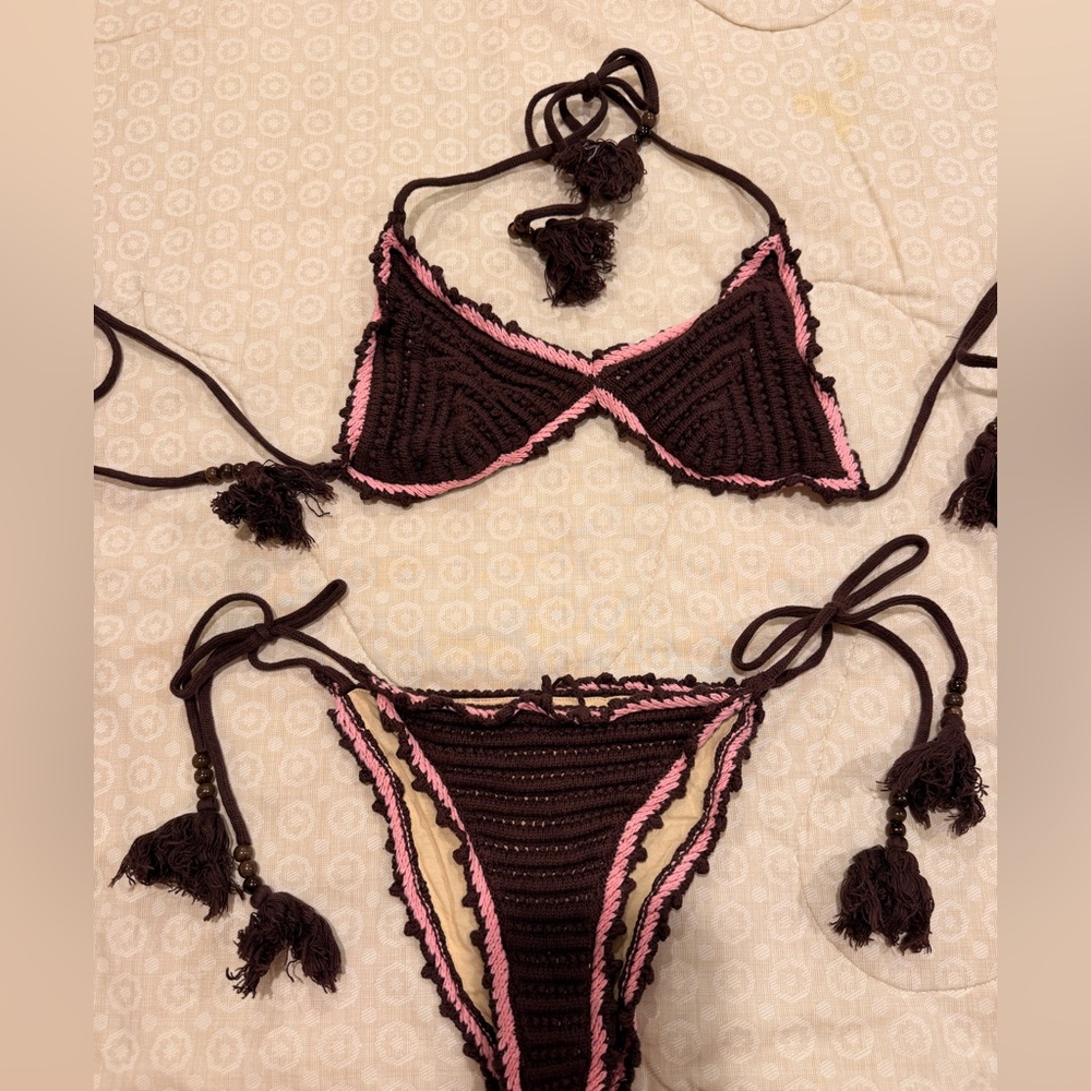 ASOS brown crochet bikini